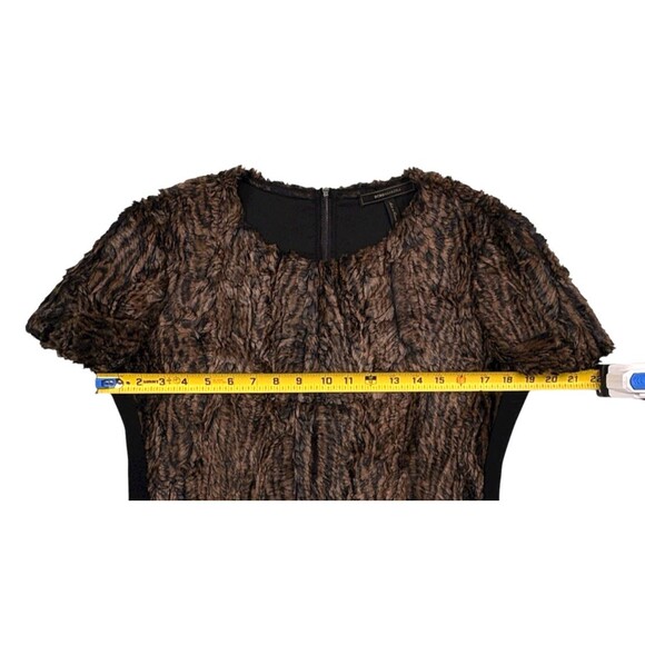 BCBG Max Azria Tulum Faux Fur Zip Back Top Camel Brown Y2K Mob Wife Holiday M - Picture 8 of 16